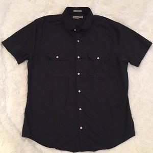 Express Fitted Short Sleeve Button Down Shirt, XL